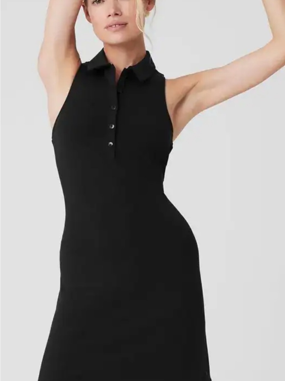 ALO Yoga Black Sleeveless Polo Button Dress NWOT